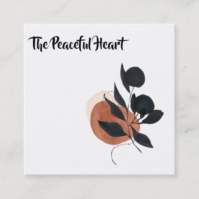 Cartão De Visita Quadrado *~* QR Wabi Sabi Abstrato Tinta Mínima AR27 Simple (Frente)