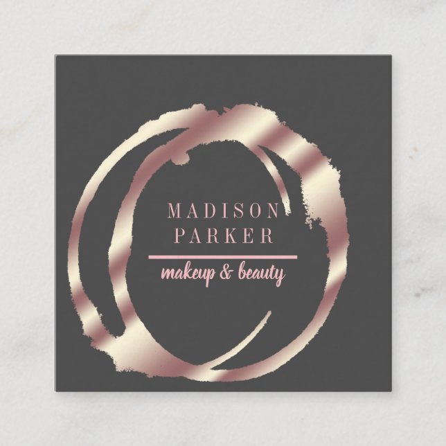 Cartão De Visita Quadrado Quadrado Abstrato Dourado do Moderno Faux (Frente)