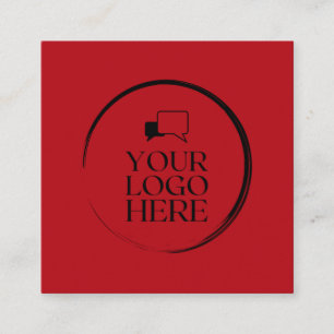 Cartão De Visita Quadrado Quadrado Adicione seu círculo personalizado vermel