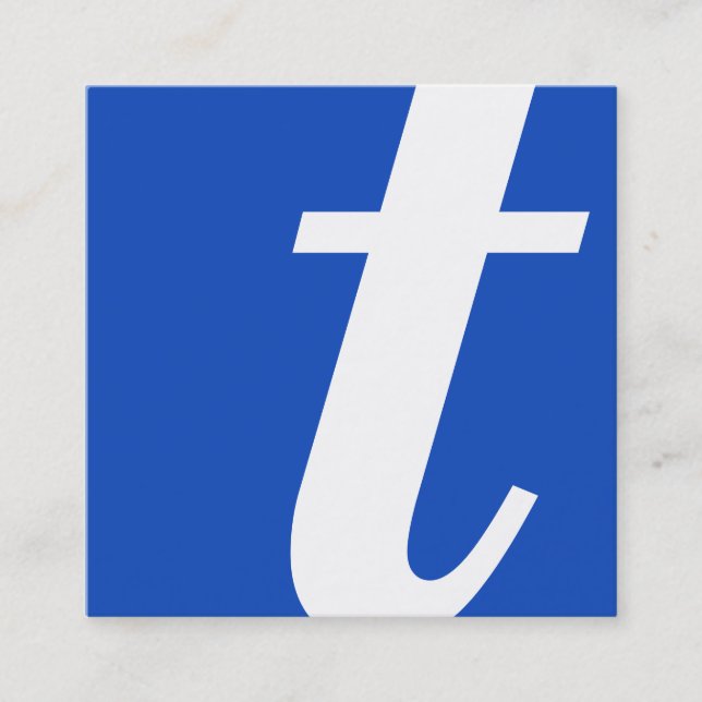 Cartão De Visita Quadrado quadrado azul monograma (Frente)