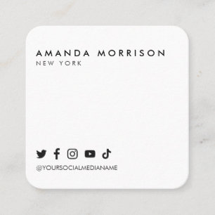 Cartão De Visita Quadrado Quadrado branco das mídias sociais profissionais m