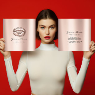 Cartão De Visita Quadrado Quadrado cor-de-rosa Dourado cor-de-rosa dos