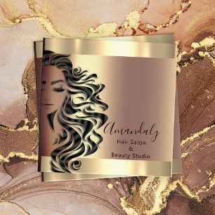 Cartão De Visita Quadrado Quadrado de Rosa de ativação de Salão de Cabelo