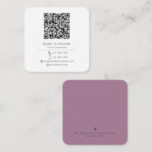 Cartão De Visita Quadrado Quadrado pessoal de código QR simples minimalista