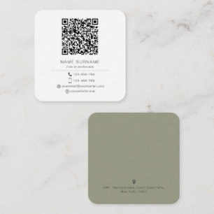 Cartão De Visita Quadrado Quadrado pessoal de código QR simples minimalista