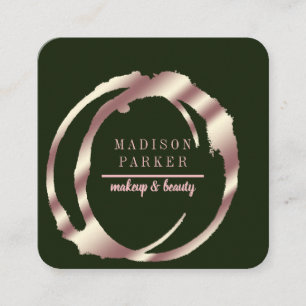 Cartão De Visita Quadrado Quadrado Rosa Dourado do Moderno Faux