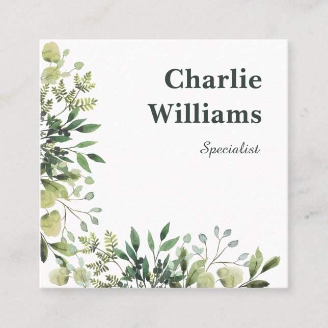 Cartão De Visita Quadrado Quadro botânico do código QR deixa branco (Frente)