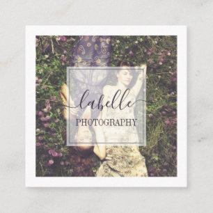 Cartão De Visita Quadrado Quadro de Fotografias Mínimo e Script Elegante