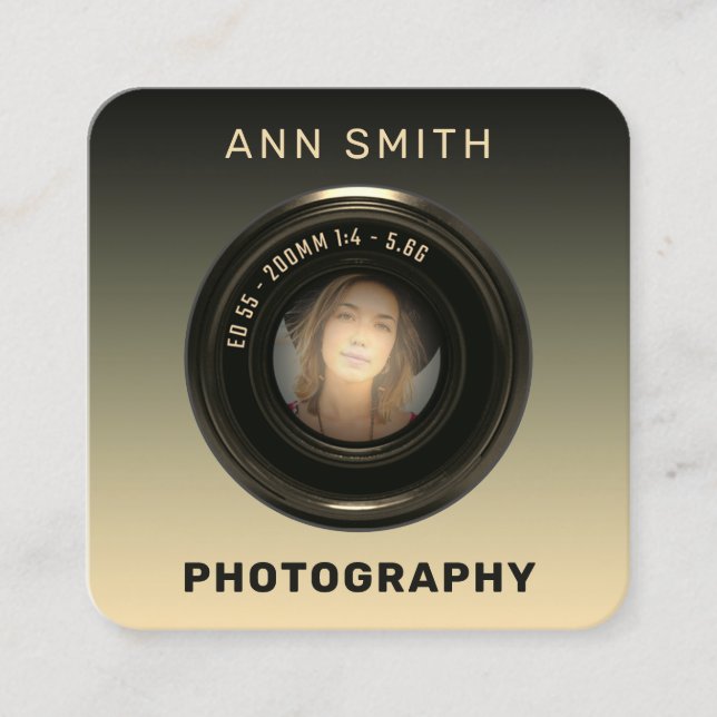 Cartão De Visita Quadrado Quadro fotográfico da lente da câmara  (Frente)