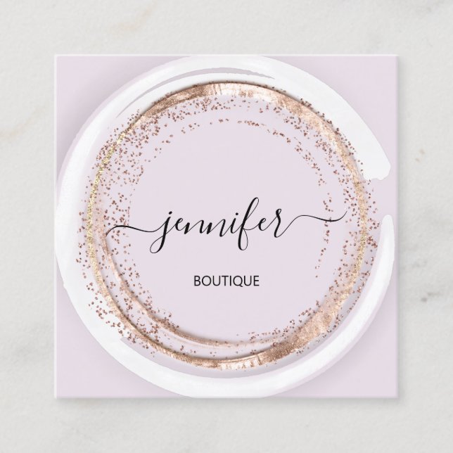 Cartão De Visita Quadrado Quadro Glitter Rosa de Frame SPA de Compro Profiss (Frente)