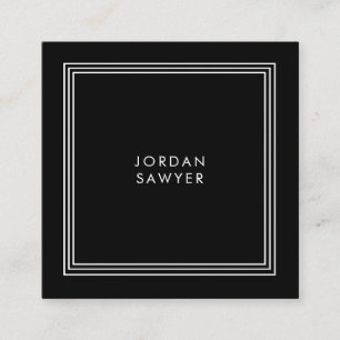 Cartão De Visita Quadrado Quadro triplo preto Elegante clássico