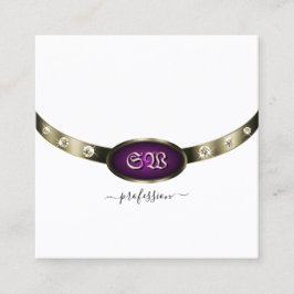 Cartão De Visita Quadrado Quic White Chrome Silver Purple Monogramas Diamant