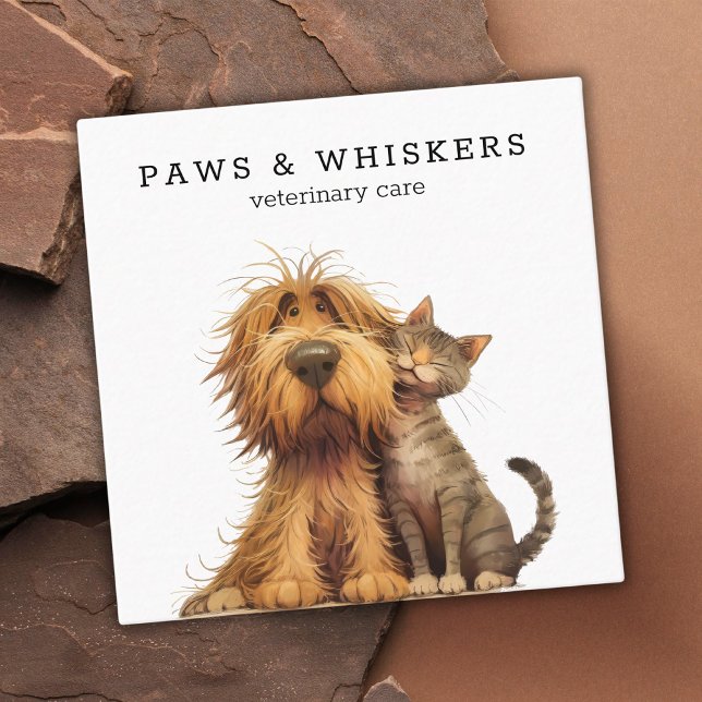 Cartão De Visita Quadrado Quirky Funny Dog Veterinary (Criador carregado)