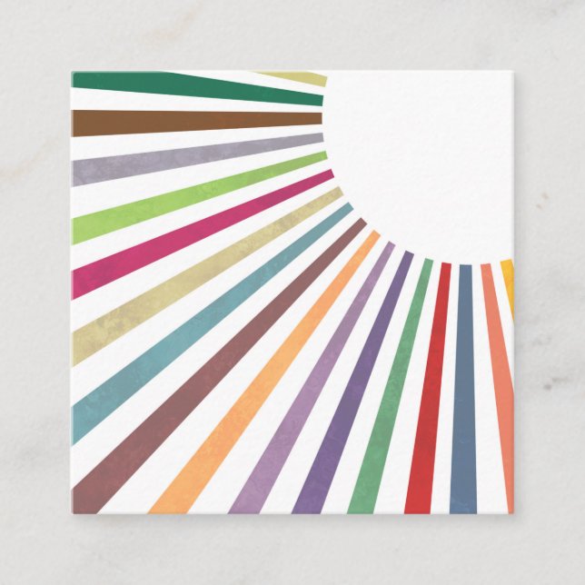 Cartão De Visita Quadrado Rainbow Summer Sun Rays Professional Modelo Squa (Frente)