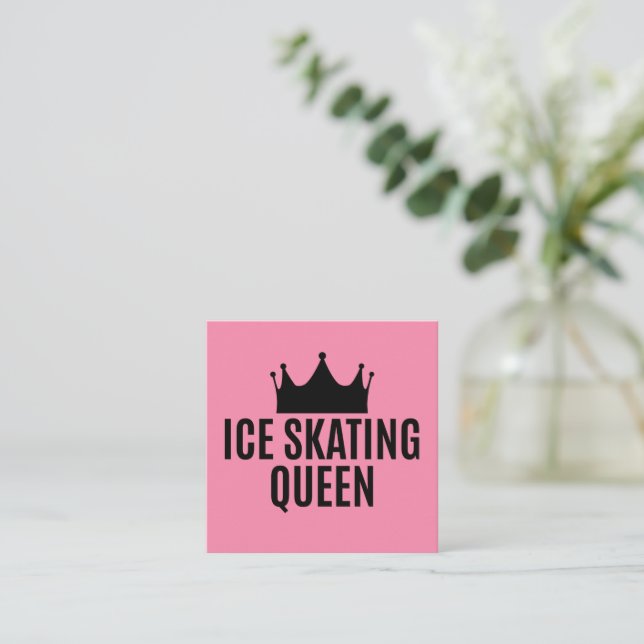 Cartão De Visita Quadrado Rainha Ice de Patinação - Patinação no Gelo (Em pé/Frente)