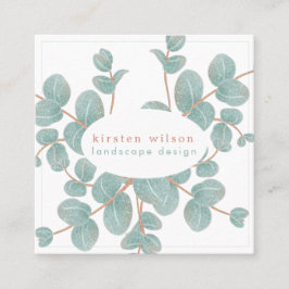 Cartão De Visita Quadrado Ramo Elegante Silver Eucalyptus - Personalizado