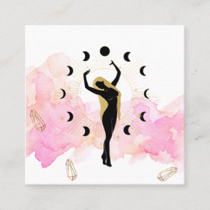 Cartão De Visita Quadrado *~* Rays Cristais Cósmicos Dourada Deusa Negra Lu