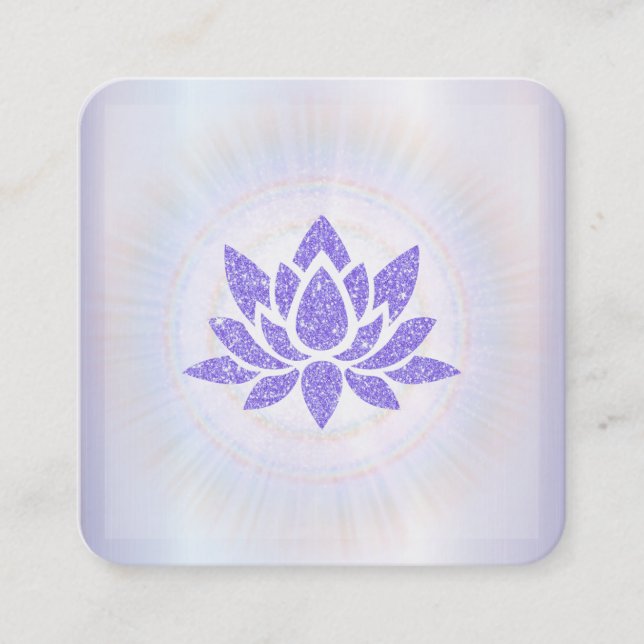Cartão De Visita Quadrado *~* Rays Reiki Energy Healing Lavanda Lotus (Frente)
