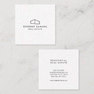 Cartão De Visita Quadrado Realador de logotipo doméstico preto e branco
