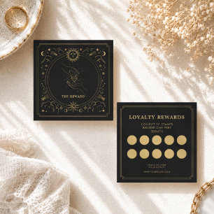 Cartão De Visita Quadrado Recompensa de Lealdade Diamante Celestial Mãos Mís