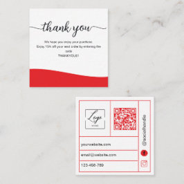 Cartão De Visita Quadrado Red Business Thank You Card Order Insert