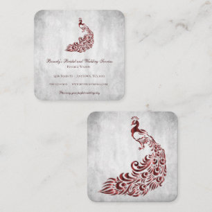 Cartão De Visita Quadrado Red Peacock Weding and Bridal Services