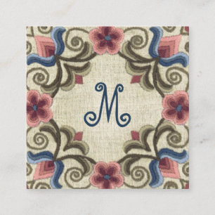 Cartão De Visita Quadrado Rede Húngara Vintage Em Cores Desbotadas