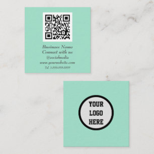 Cartão De Visita Quadrado Rede social Código QR Digitalizável Mint Verde