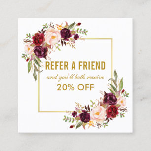 Cartão De Visita Quadrado Referência Dourado floral elegante do quadro de