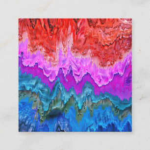 Cartão De Visita Quadrado "Reflexão Radiante" Arte Abstrato colorida