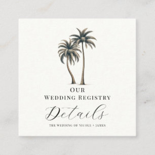 Cartão De Visita Quadrado Registro de Casamento de Palmeira Tropical na Cost