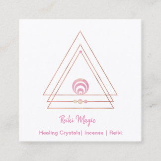 Cartão De Visita Quadrado Reiki Magic Pink e Rosa Dourado