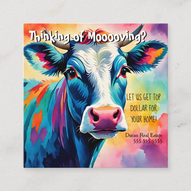 Cartão De Visita Quadrado remessa de vacas fazendas venda de marketing imobi (Frente)