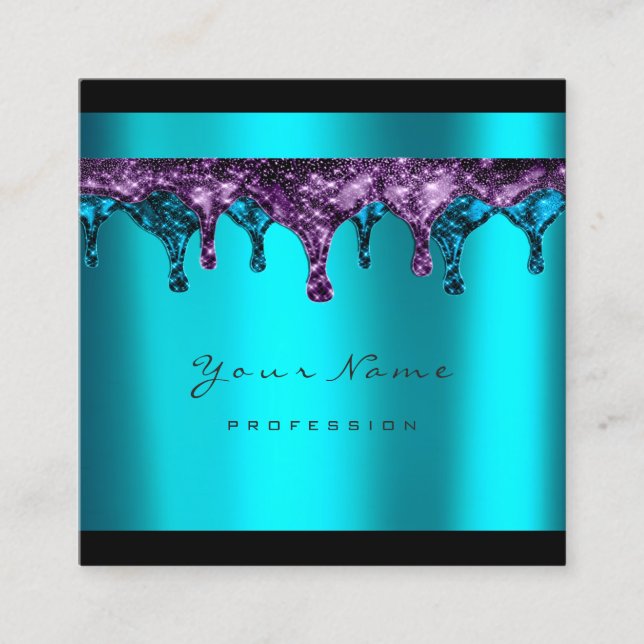 Cartão De Visita Quadrado Representação de Epilação de Cera unhas Turquois A (Frente)