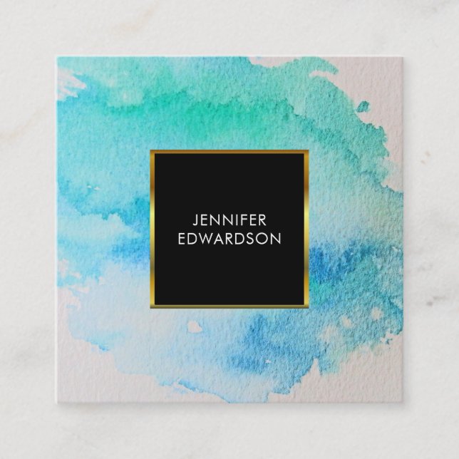 Cartão De Visita Quadrado Respingo moderno do splatter da aguarela da (Frente)