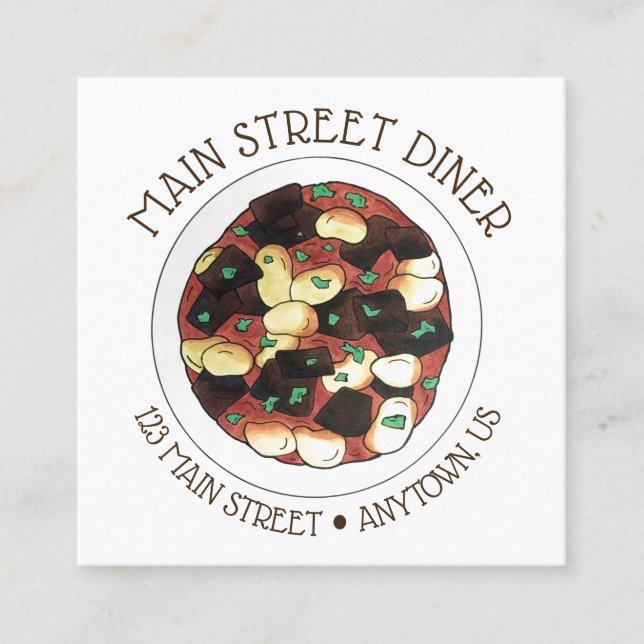 Cartão De Visita Quadrado Restaurante jamaicano Oxtail e guisado largo de fe (Frente)