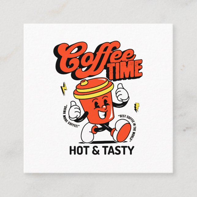 Cartão De Visita Quadrado Retro de Cartografia de Café (Frente)