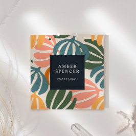 CARTÃO DE VISITA QUADRADO RETRO DEIXA GAROTA BOTÂNICA BRUTA