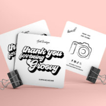 Retro Groovy Rosa e Vermelho Obrigado Mídia Social