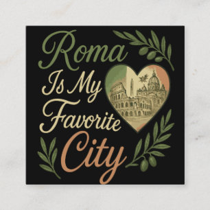 Cartão De Visita Quadrado Roma é minha cidade favorita