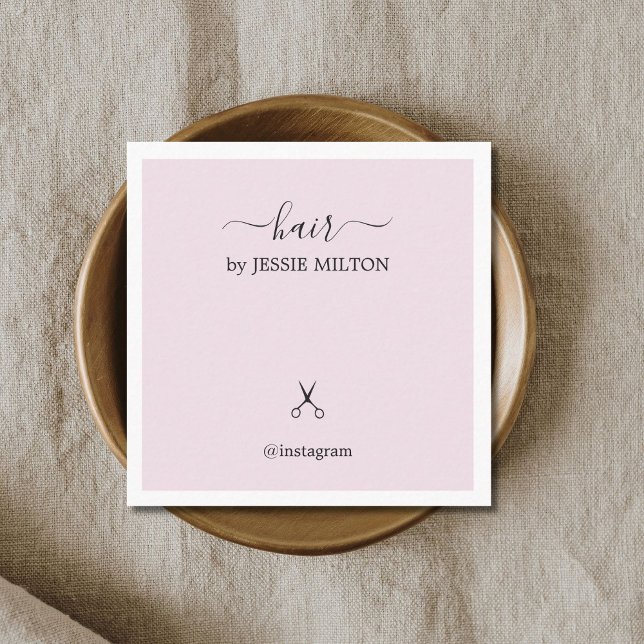 Cartão De Visita Quadrado Rosa Branco Elegante Moderno (Criador carregado)