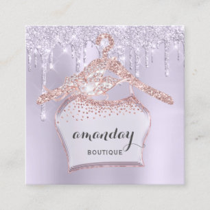 Cartão De Visita Quadrado Rosa Cloth Hanger Dress Blocos Roxos