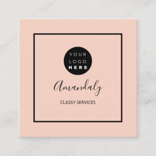 Cartão De Visita Quadrado Rosa de ativação mínima personalizada do logoti