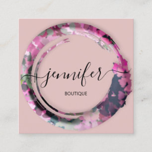 Cartão De Visita Quadrado Rosa de Camuflagem Mimética de Compro Boutique Pr