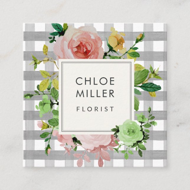 Cartão De Visita Quadrado Rosa de Chefias Bonito de Algodão Buffalo (Frente)