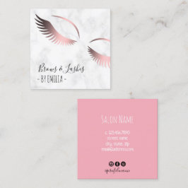 Cartão De Visita Quadrado Rosa de ouro de mármore branco moderno