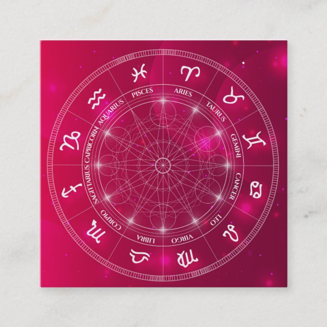 Cartão De Visita Quadrado Rosa dos serviços a empresas da astrologia do (Frente)