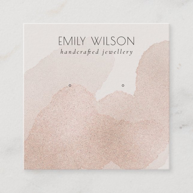 Cartão De Visita Quadrado Rosa Dourada Escova Brilhante Traço Estacionado Va (Frente)