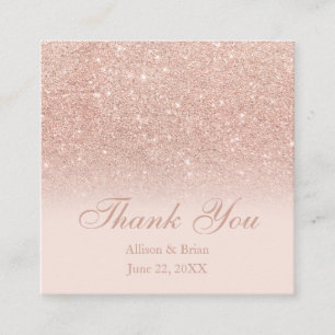 Cartão De Visita Quadrado Rosa dourado blush obrigado blush você casamento