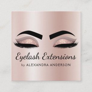 Cartão De Visita Quadrado Rosa Dourado cor-de-rosa do brilho dos chicotes